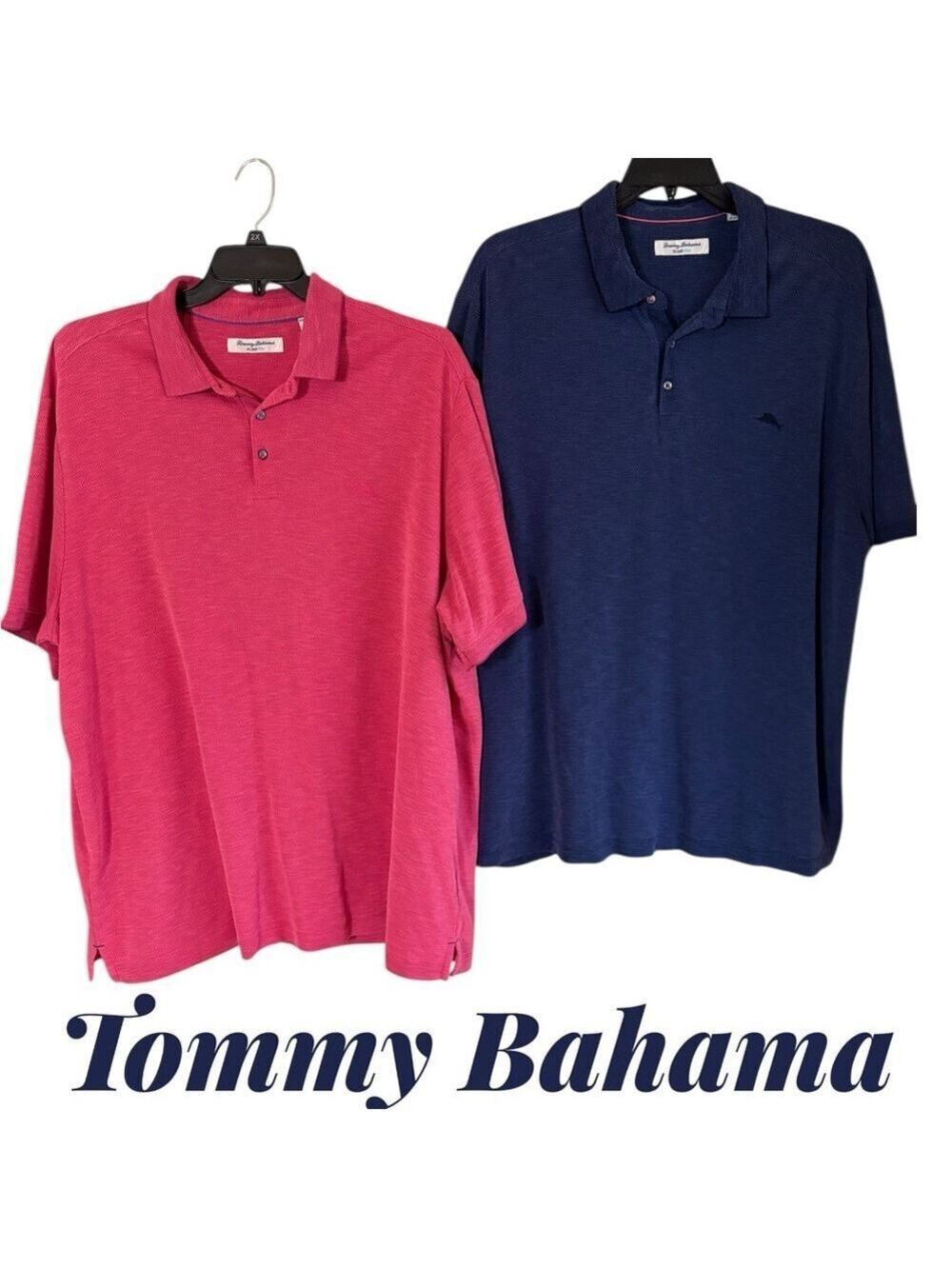 Tommy Bahama Men's Pink & Blue Island Zone Polo Shirts. 3X. Like new cond!!!